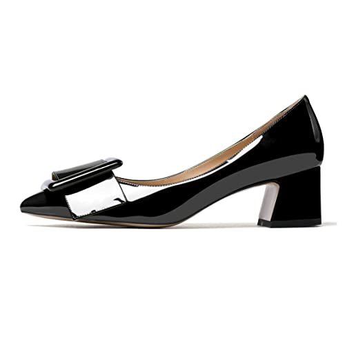 Eldof Pointed Toe Pumps,Classy 2 Inches Block Heel Chic Pumps, Confort Buckle Heel For Office Wedding Dress Black Us 10 #TOP1