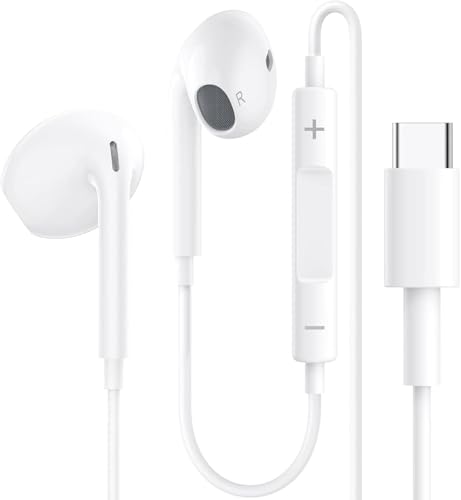 Écouteurs Filaires USB-C pour iPhone 17/16/15 Écouteurs Intra-Auriculaires Hi-FI Stéréo Typ-C avec Microphone et Contrôle du Volume pour Apple 17/16/15,...