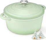 Bräter Emaille Gusseisen Topf - Schmortopf 26cm backofengeeignet - mit Deckel und Kochbuch - für Küche Backen Schmoren Braten