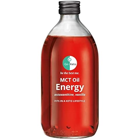 Go-Keto MCT Oil Energy 500ml - Premium MCT Oil C8/C10 with astaxanthin, Made from Coconut Oil, Palm Oil Free, Perfect for Keto Diet, Bulletproof Coffee or Keto Shake, Vegan, no Sugar Cover