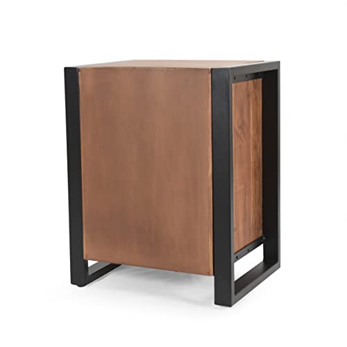Venus Handcrafted Boho Acacia Wood Cabinet, Light Brown And Black #TOP4
