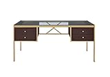 ACME Yumia Desk - - Gold & Clear Glass