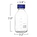 Cadamada 500ML Thick Glass Round Media Storage Bottles with Blue GL45 Screw Cap Pk/3 Thick Graduated Borosilicate Pyrex Glass Container