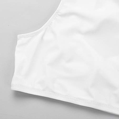Image of Girls High Neck Athletic Sports Bra Crop Top Gymnastics Workout Gym Fitness Vest Tank Top T Shirt