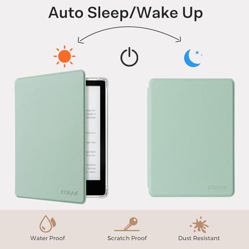 Image of CoBak Case for Kindle Paperwhite 12th Gen 2024 (7 inch) & Kindle Colorsoft Signature Edition (7 inch) - New PU Leather Cover and Clear Soft Silicone Back Cover with Auto Sleep Wake Feature