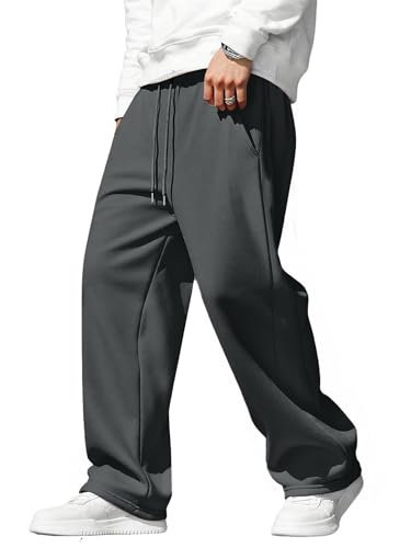Pantalon de jogging homme baggy uni gris coupe ample style rétro Y2K