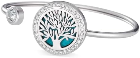 Bracelet Manchette Arbre De Vie En Acier Inoxydable – Design Vigne Et Acanthe – Circonférence 16,5 Cm – Pour Femmes Et Hommes
