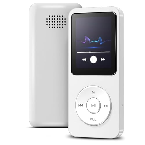 Image of Sounce 16GB Mini MP3 Music Player with Bluetooth 5.4, HiFi Lossless Sound, Voice Recorder, Video Playback, FM Radio, E-Book Reader, Built-in Speaker & Expandable Memory Up to 128GB (Off-White)