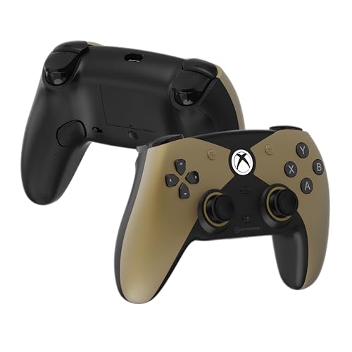 Image of Hyperkin The Competitor Wired Controller for XBOX Series X|S, XBOX One & PC with Hall Effect Joysticks & Impulse Triggers; Symmetrical Layout & Precision D-Pad - Officially Licensed XBOX - Midas Touch (Gold)