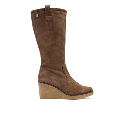 PORRONET Botas De Cuña Moka Con Cremallera Marina