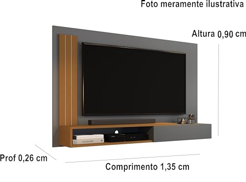 JM Casa dos Móveis, Painel TV até 55 Polegadas Math Onix/Nature - JM Casa dos móveis