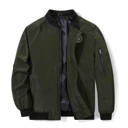 SUNDAY ROSE Boys Bomber Jacket Lightweight Varsity Jacket Coat Zip Up Casual Flight Windbreaker Army Green Size 12