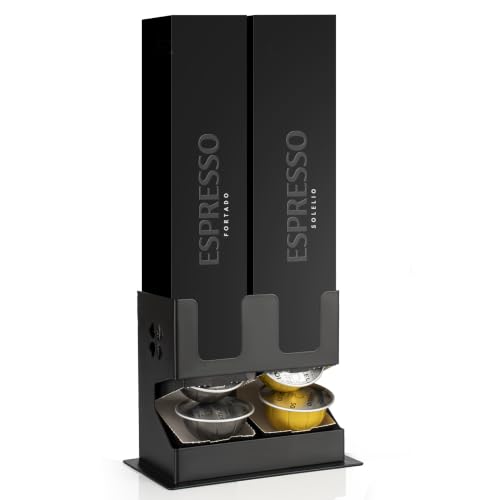 Image of RECAPS Coffee Pod Storage Holder Compatible with Nespresso Vertuo(2 Box) | Countertop Organizer Stand with Non-Slip Steel Base, Pod Dispenser,Dispenses 2 Coffee Flavors (20 Vertuo Capsules)