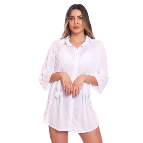 Saída de Praia Chemise Camisão Feminino Preto, Tamanho M