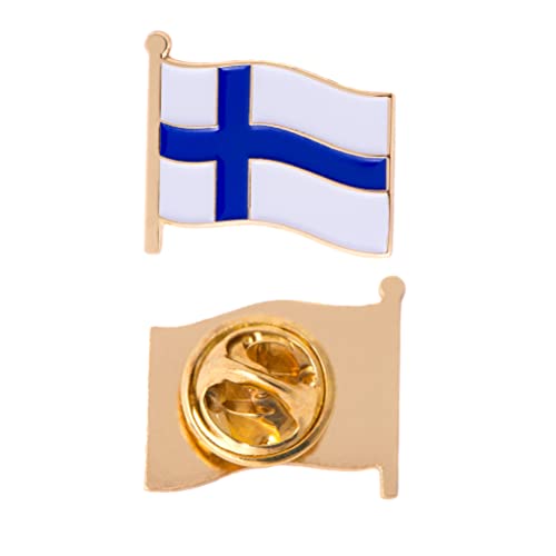 Image of Desert Cactus Finland Flag Lapel Pin FIN Finland Made of Metal for Formal Wear, Bag and Hat Jewelry, and Tie Tack (Waving Flag Lapel Pin)