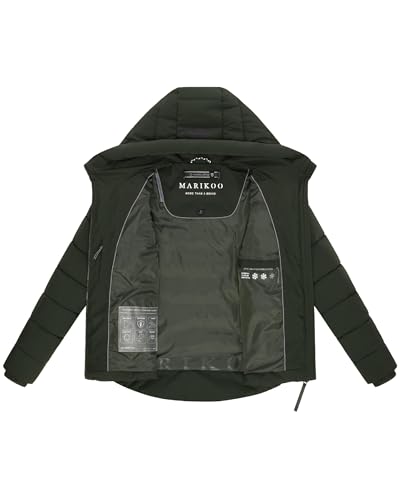 MARIKOO Damen Winterjacke warme Steppjacke mit Kapuze Tayenaa 16 Dark Olive Gr. M