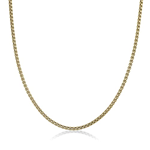 Metro Jewelry 2mm Box Chain Gold Ion Plated Necklace
