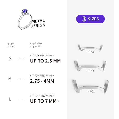 ELETIUO Filled Metal Ring Guard Set for Loose Rings, 12 Pack 3 Sizes for Different Band Widths, Invisible Ring Adjuster Tightener Spacer Fitter, Golden+Silver Color2