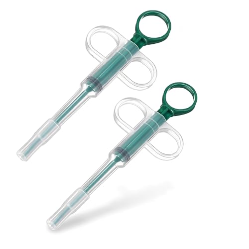 Volnamal 2PCS Pet Pill Dispenser - Soft-Tip Pill Gun for Small Cats & Dogs (Solid/Liquid Medication Green)