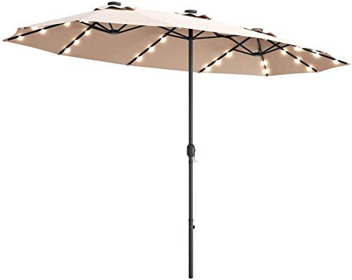 Parasols de 15 pi pour illuminer vos soirées d'été en terrasse avec 36 LED