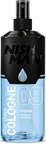 NISHMAN Aftershave Cologne 09 - Marine 150ml – Refreshing After Shaving Spray Lotion for Men - Scent of Sandalwood, Bergamot, Lemon, Rose & Lily - Mens After Shave Cologne