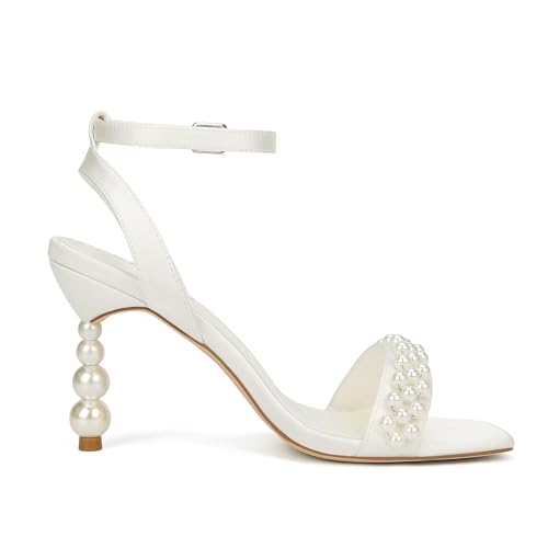 Pearl Heels Wedding Shoes for Bride Open Toe Bridal Shoes High Heel Wedding Sandals4