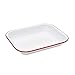 Enamelware Small Roasting Pan - Solid White with Red Rim