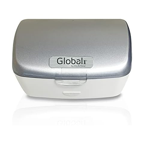 Global II by Dry & Store | Electric Hearing Aid Dehumidifier with UV-C Lamp Sanitizer Cover