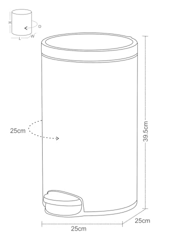 Image of Obsessions EKO Soft-Close Bathroom Trash Can - 12L Stainless Steel Pedal Bin with Lid & Liner, Black Steel Waste Basket for Home & Kitchen