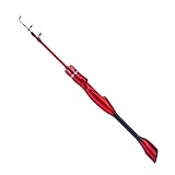 Hoppipola Canna da pesca sul ghiaccio, telescopica, 70 cm/90 cm, ultraleggera, in fibra di vetro, compatta, per trota, pesce persico, gamberetti, rosso, blu, portatile, rosso, 90 cm