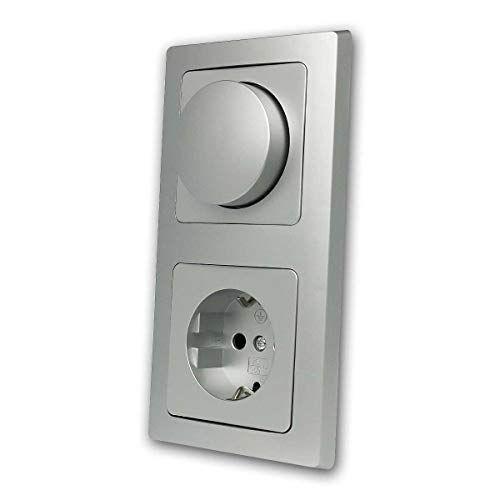 DELPHI LED-Dimmer mit Schutzkontakt-Steckdose silber, UP