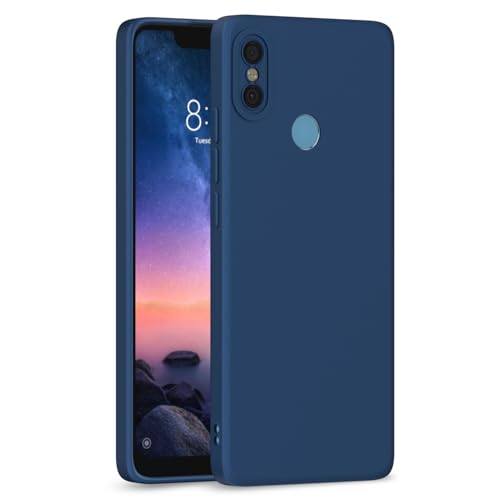 Image of Outlouders Back Cover for Redmi Note 6 Pro | Camera Protection | Durable Soft Matte Silicone Bumper Case (Blue)