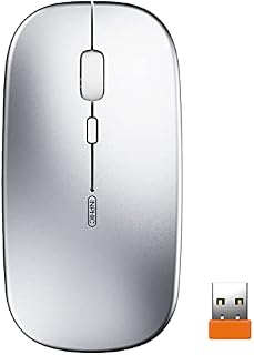 INPHIC Wireless Mouse,Rechargeale & Noiseless, Ultra Slim USB 2.4G PC Computer Laptop Cordless Mice with USB Nano Receiver, 1600 DPI Travel Mouse for Office Windows Mac Linux Macbook, Silver