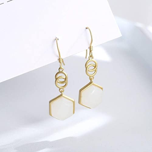 Pendientes S925 antialérgicos de jade nefrita para orejas sensibles 2