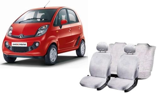 Image of AUTOKAAR Cotton Fabric Heavy White Towel SEAT Cover for TATA Nano
