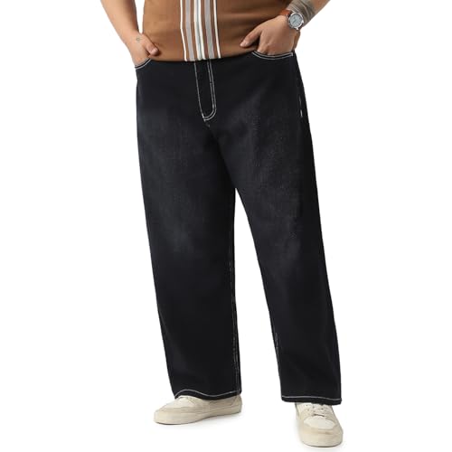 Image of Urbano Plus Men's Loose Baggy Fit Washed Jeans Non-Stretchable