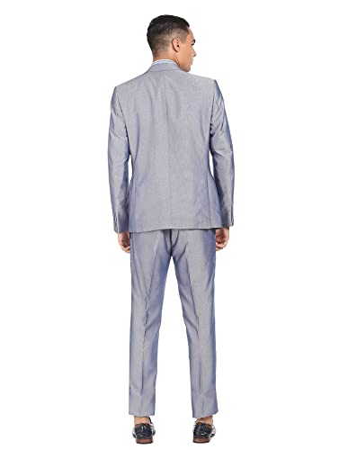 Image of Arrow Polyester Men Navy Notch Lapel Collar Patterned Two-Piece Suit Business Pants Set