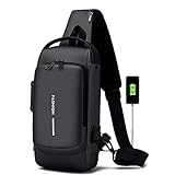 Mochila Cruzada Antirrobo Impermeable,Mochila Antirrobo Mochila Impermeable con Puerto USB y bloqueo...