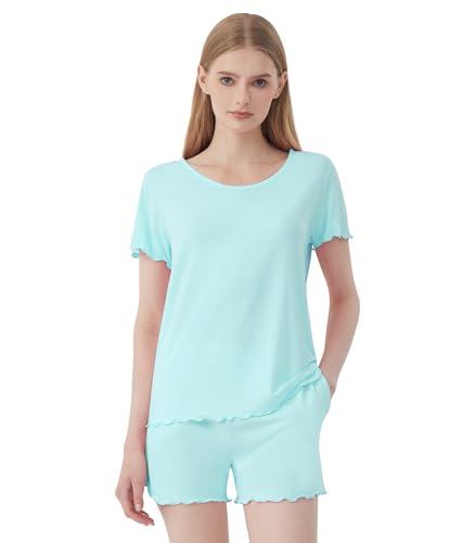 Image of WiWi 3 PCS Pajamas for Women Set Short Sleeve Pajama Sets Capri and Shorts Pj Sets Super Soft Cooling Sleepwear S-XXL