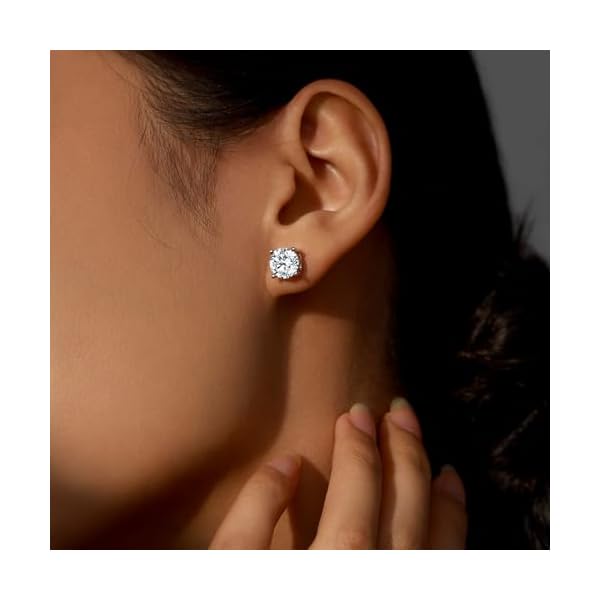Moissanite Stud Earrings for Women Men 0.6Ct-4Ct, Anniversary Romantic Birthday Gifts for Wife Jewelry Present for Her Women Girlfriend Mom Daughter Wedding Marriage Christmas Valentine Mothers Day Engagements - Image 3