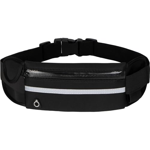 Running Belts for Women and Men,Waterproof Fanny Pack,Flip Belt Running Belt with Water Bottle,Running Phone Holder (Black)