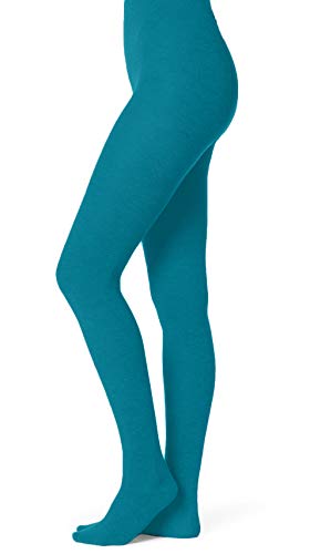 Emem Apparel Girls' Kids Children's Junior's Flat Knit Cotton Sweater Winter School Uniform Opaque Footed Tights Hosiery Stockings Teal 12-14 #TOP21
