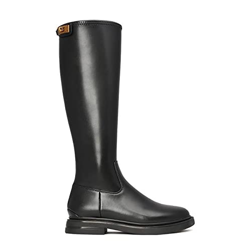UYKUM Womens Rain Shoes Winter Women Knee-High Riding Equestrian Boots Leather Platform Shoes Woman Long Boots Office Lady Footwear 38 EU