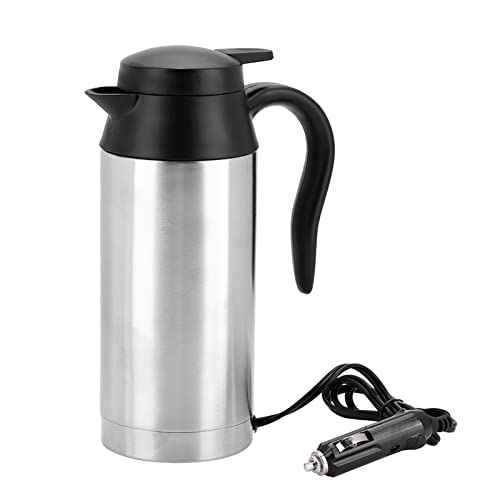 24V Reise Wasserkocher, 750ml 24V Auto Lkw Pickup Rv Elektrischer Wasserkocher Edelstahl Wasserkocher Topf Mit Zigarettenanzünder-Stecker, Für Outdoor Camping Tee Kaffee Trinken