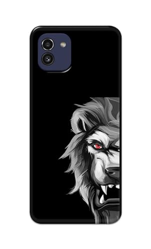 Image of PRINTFIDAA Printed Hard Back Cover Case for Samsung Galaxy A03 Back Cover (Angry Lion) -112