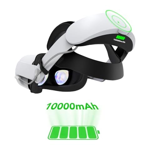 Head Strap with 10000mAh Battery Fast Charge Compatible with Quest 2 Accessories, Rechargeable Adjustable Headstrap to Extend Playtime and Comfort for VR Headset Compatible with Oculus Quest 2 Cover