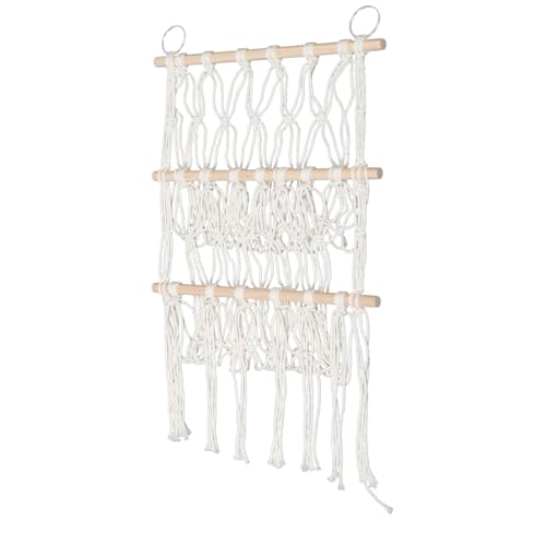 ABOOFAN Hanging Organizer for Books Multi Functional Storage Net with Wooden Rod Space Saving for Playroom and Nursery Decor Stylish and Design