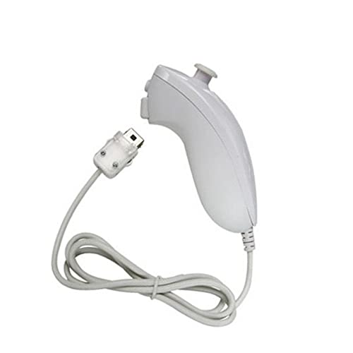 2 In1 Built-in Motion Plus Remote Controller for Wii Nunchuck Controller with Silicone Cover Strap (Nunchuck White)