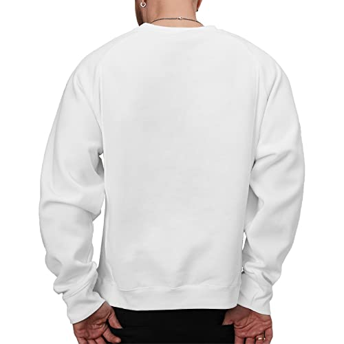 H Hyfol Men's Usa Flag Graphic American Patriotic Crewneck Pullover Long Sleeve Fleece Sweatshirts(White,L) #TOP2