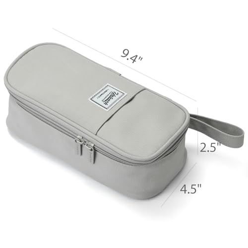 Image of SPACEMATE Pencil Case Pouch Box Bag School Supplies Girls Boys Kids, Cute Preppy Stuff Large Big Capacity Aesthetic Pen Organizer, Back to College Stationary, Gray, Classic Stlye, 1800ml